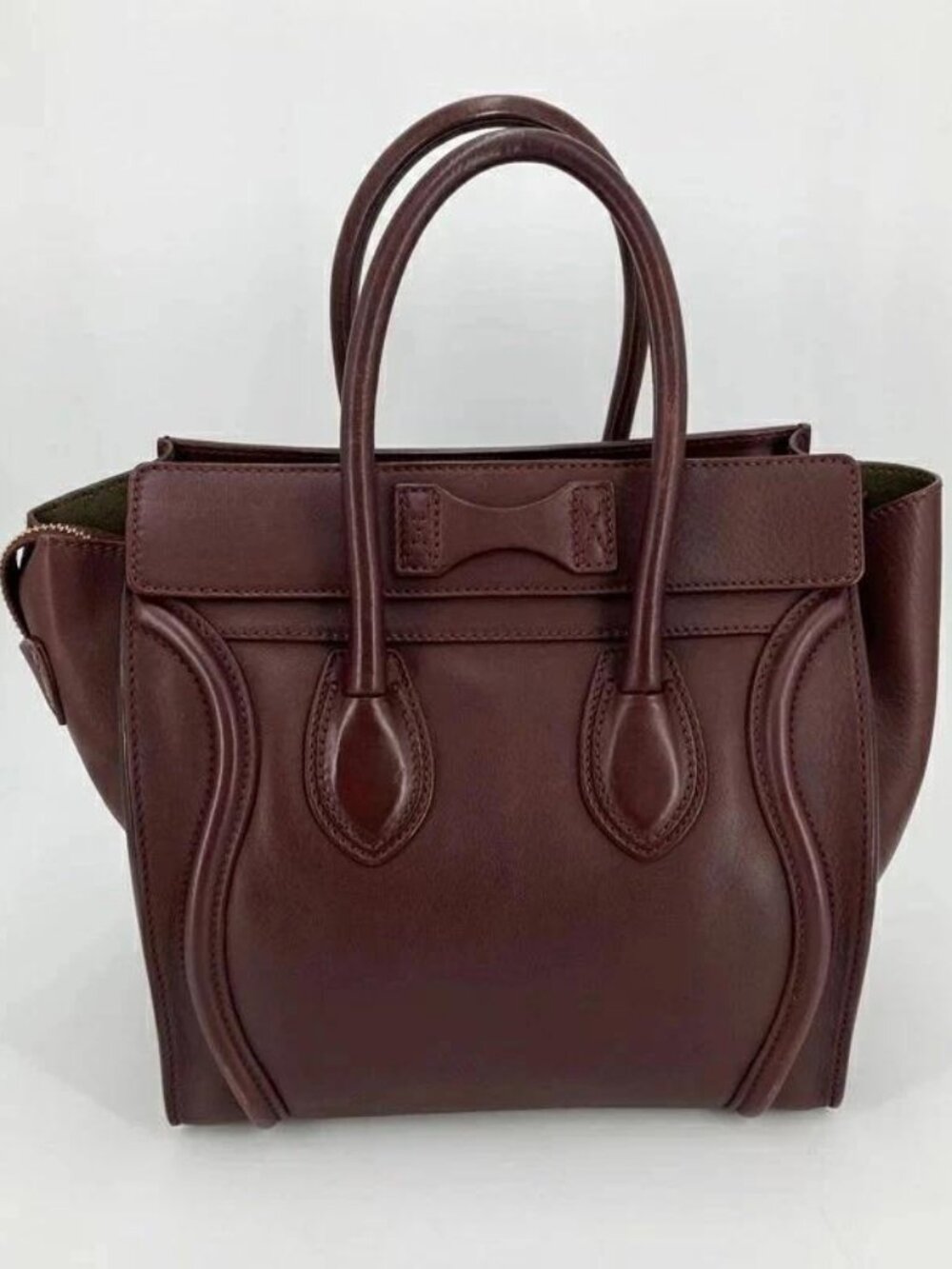 Luggage Micro Shopper Handbag 167793 Bordeaux Burgundy Leather